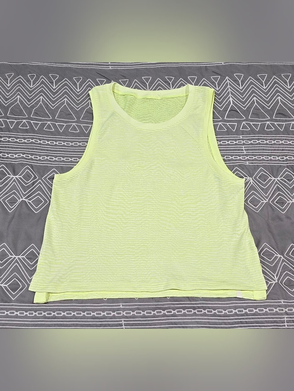Lululemon Train To Be Tank Top In Ripple Wave Electric Lemon And White